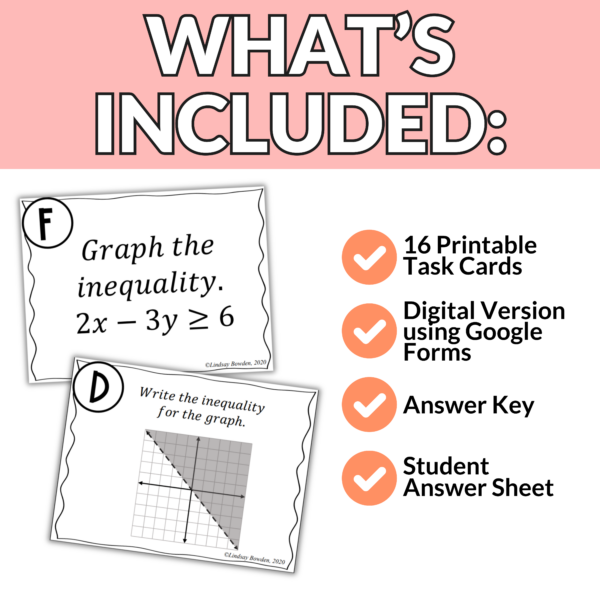 Linear Inequalities Task Cards - Image 2