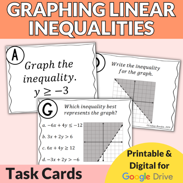 Linear Inequalities Task Cards