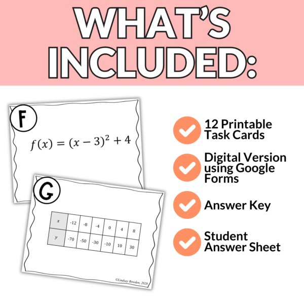 Linear, Quadratic, Exponential Task Cards - Image 2