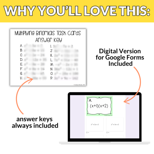 Multiplying Binomials Task Cards - Image 2