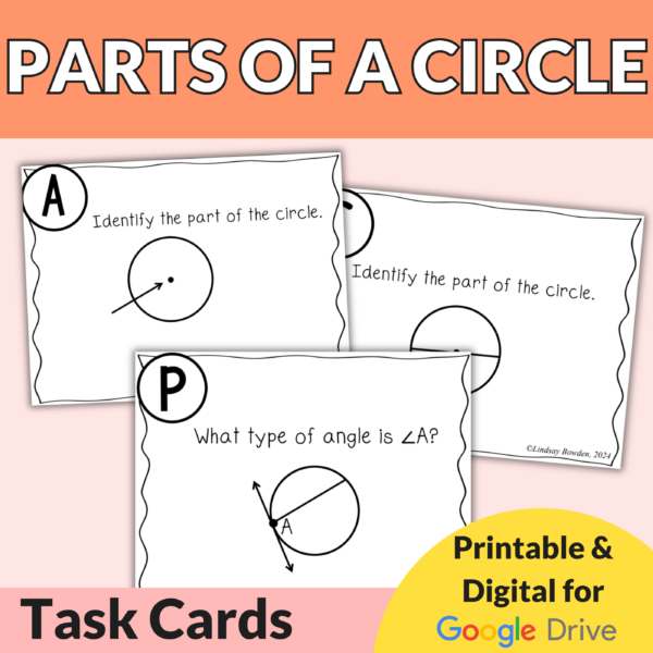 Parts of a Circle Task Cards