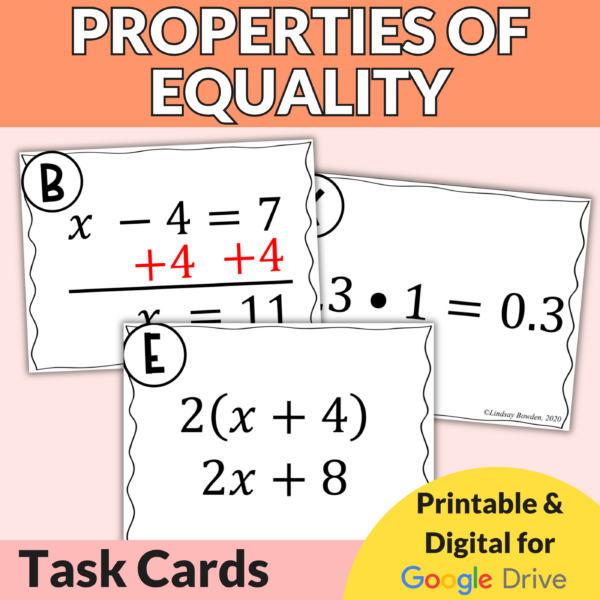 Properties of Numbers Task Cards