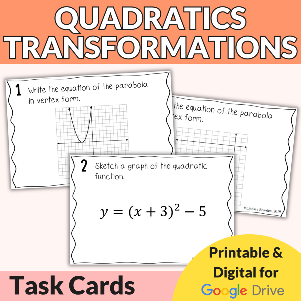 Quadratic Transformations Task Cards