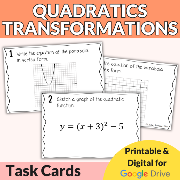 Quadratic Transformations Task Cards