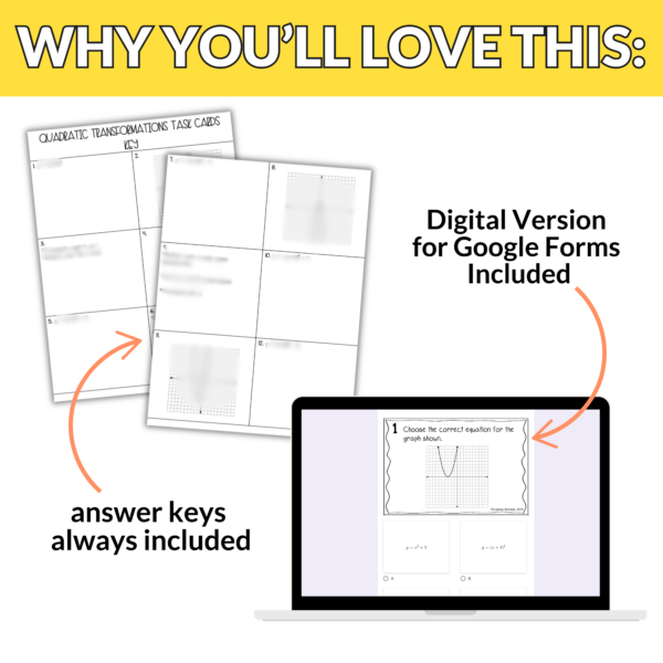 Quadratic Transformations Task Cards - Image 4