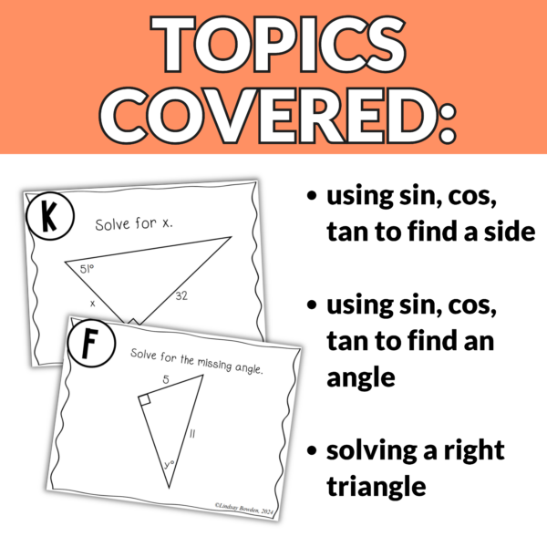 Right Triangle Trigonometry Task Cards - Image 3