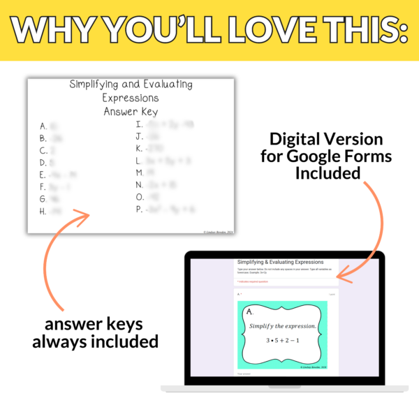 Simplifying and Evaluating Expressions Task Cards - Image 4