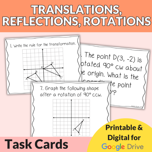 Translations, Reflections, Rotations Task Cards