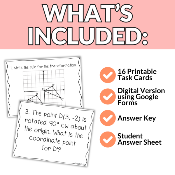 Translations, Reflections, Rotations Task Cards - Image 2