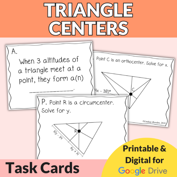 Triangle Centers Task Cards