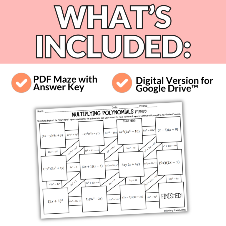 Multiplying Polynomials Maze - Lindsay Bowden