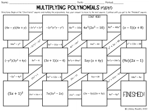 Multiplying Polynomials Digital Maze - Lindsay Bowden