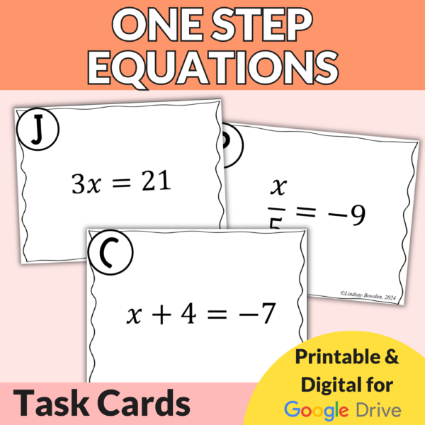 One-Step Equation Task Cards