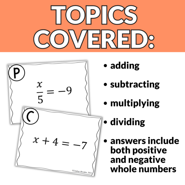 One-Step Equation Task Cards - Image 3