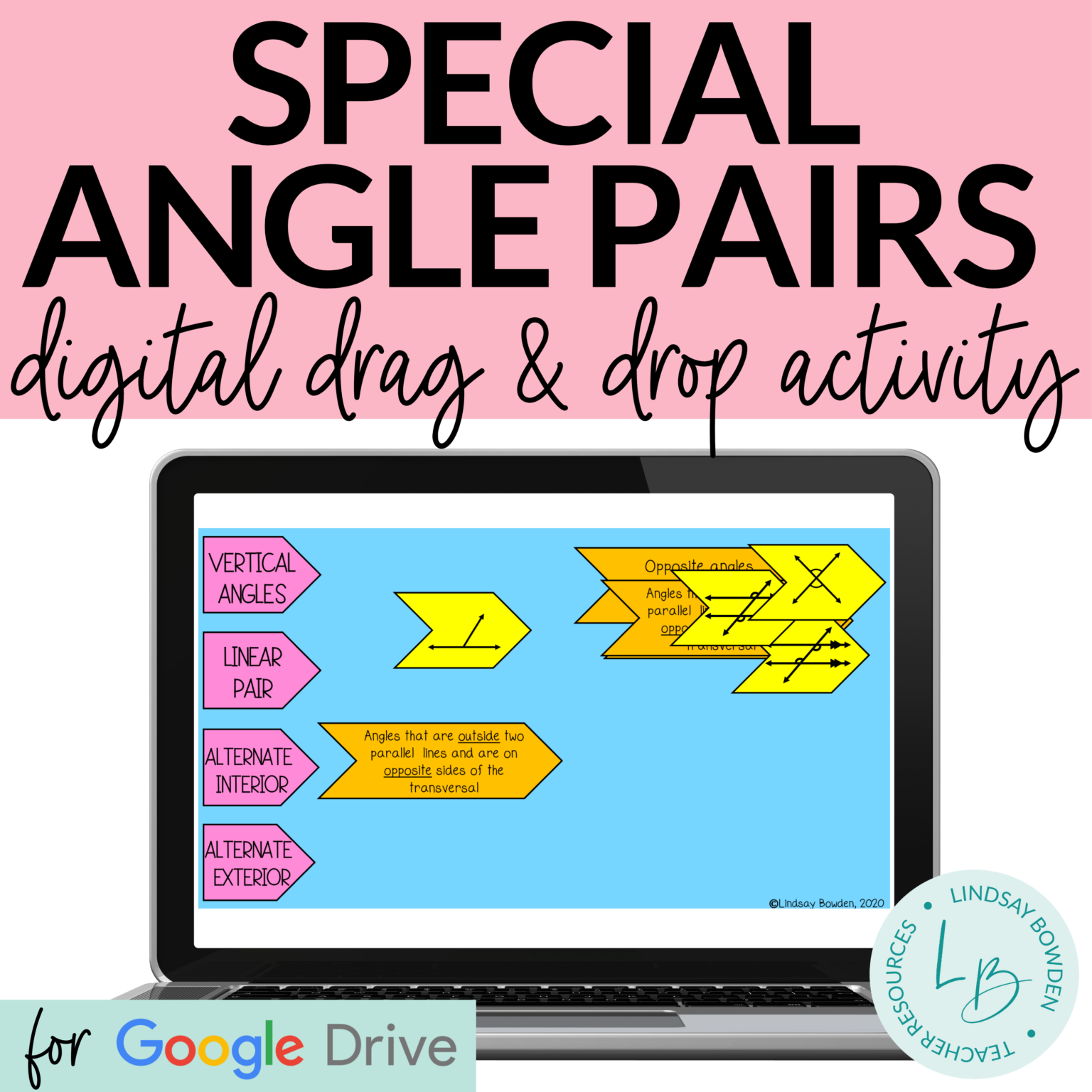 Special Angle Pairs Digital Drag and Drop Activity - Lindsay Bowden