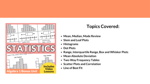 Statistics Unit for High School Algebra 1 - Image 2