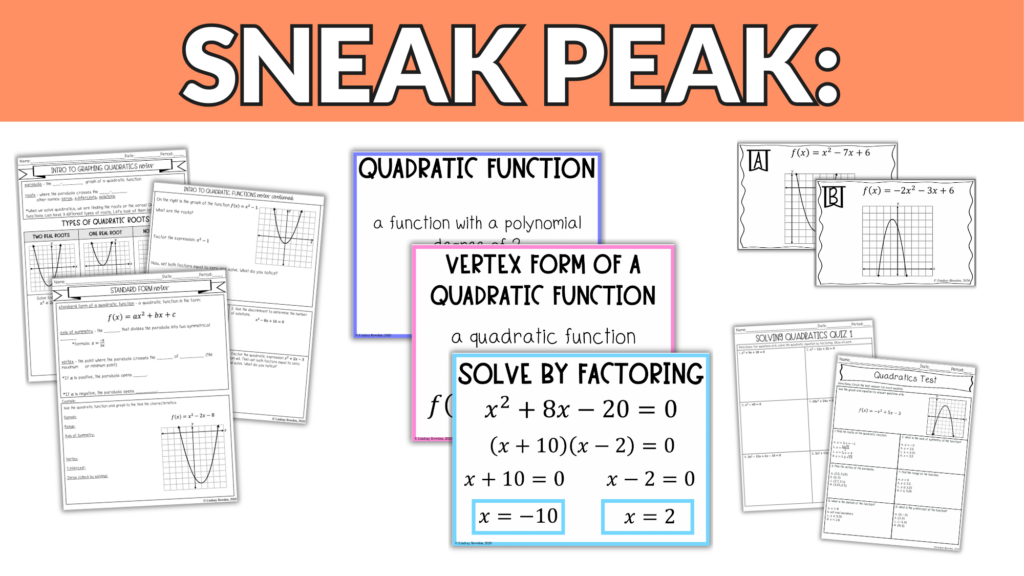 Quadratics Unit (Algebra 1 Unit 8) - Image 5