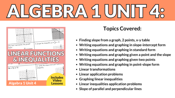 Linear Functions and Inequalities (Algebra 1 Unit 4) - Image 2