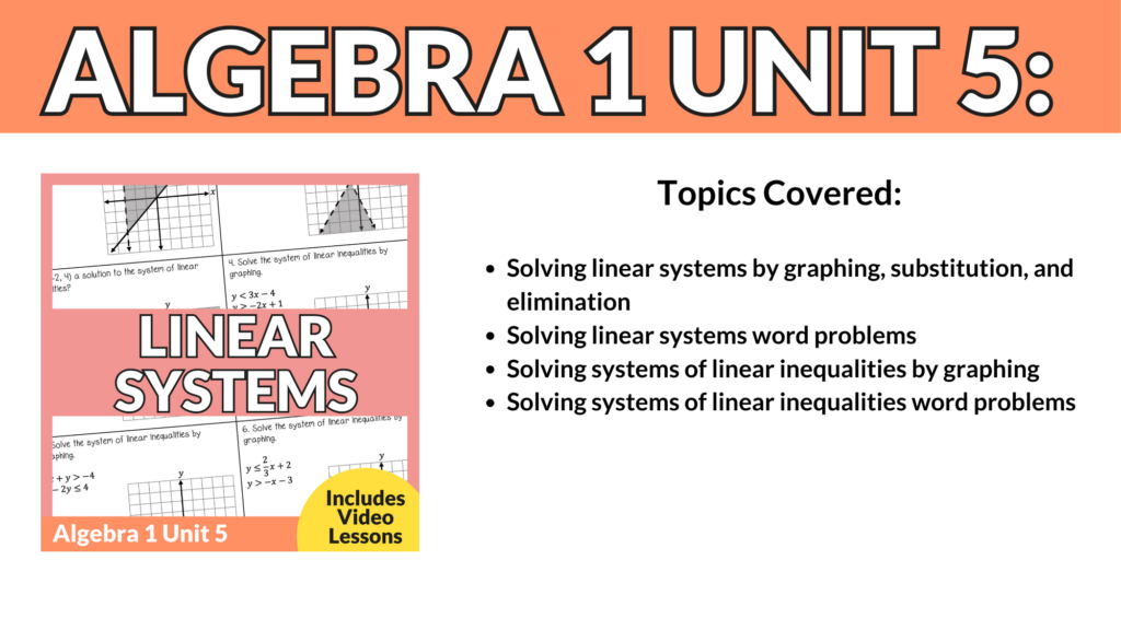 Linear Systems Unit (Algebra 1 Unit 5) - Image 2