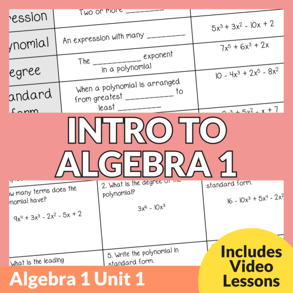 Intro to Algebra Unit Bundle (Algebra 1 Unit 1)