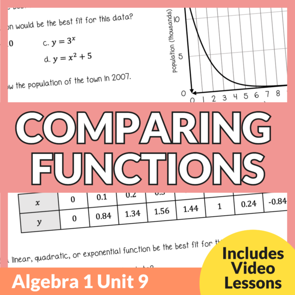 Linear, Quadratic, Exponential Unit (Algebra 1 Unit 9) Comparing Functions