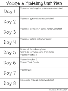 Volume & Modeling Unit (Geometry Unit 8) - Lindsay Bowden