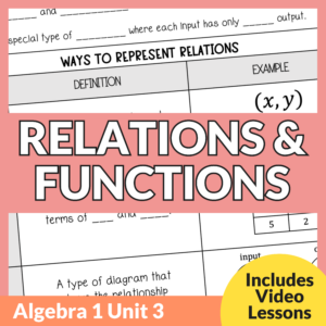 Relations and Functions Unit (Algebra 1 Unit 3)
