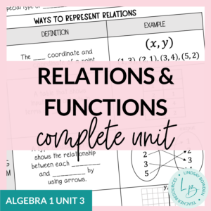 Relations and Functions Unit (Algebra 1 Unit 3)