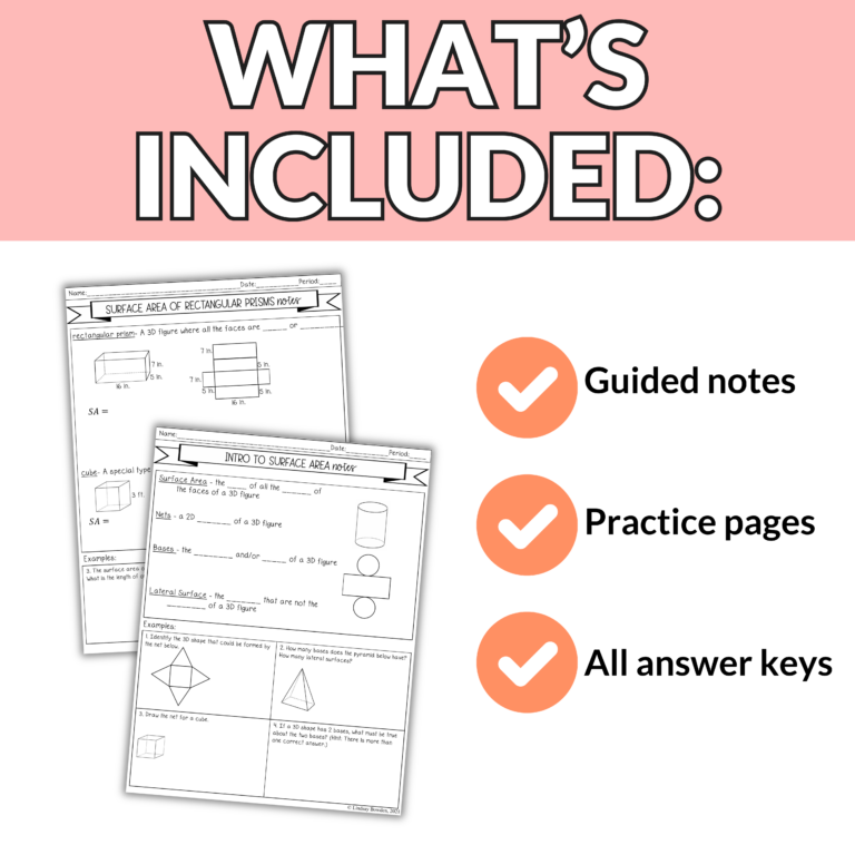 Surface Area Guided Notes and Worksheets for High School Geometry ...
