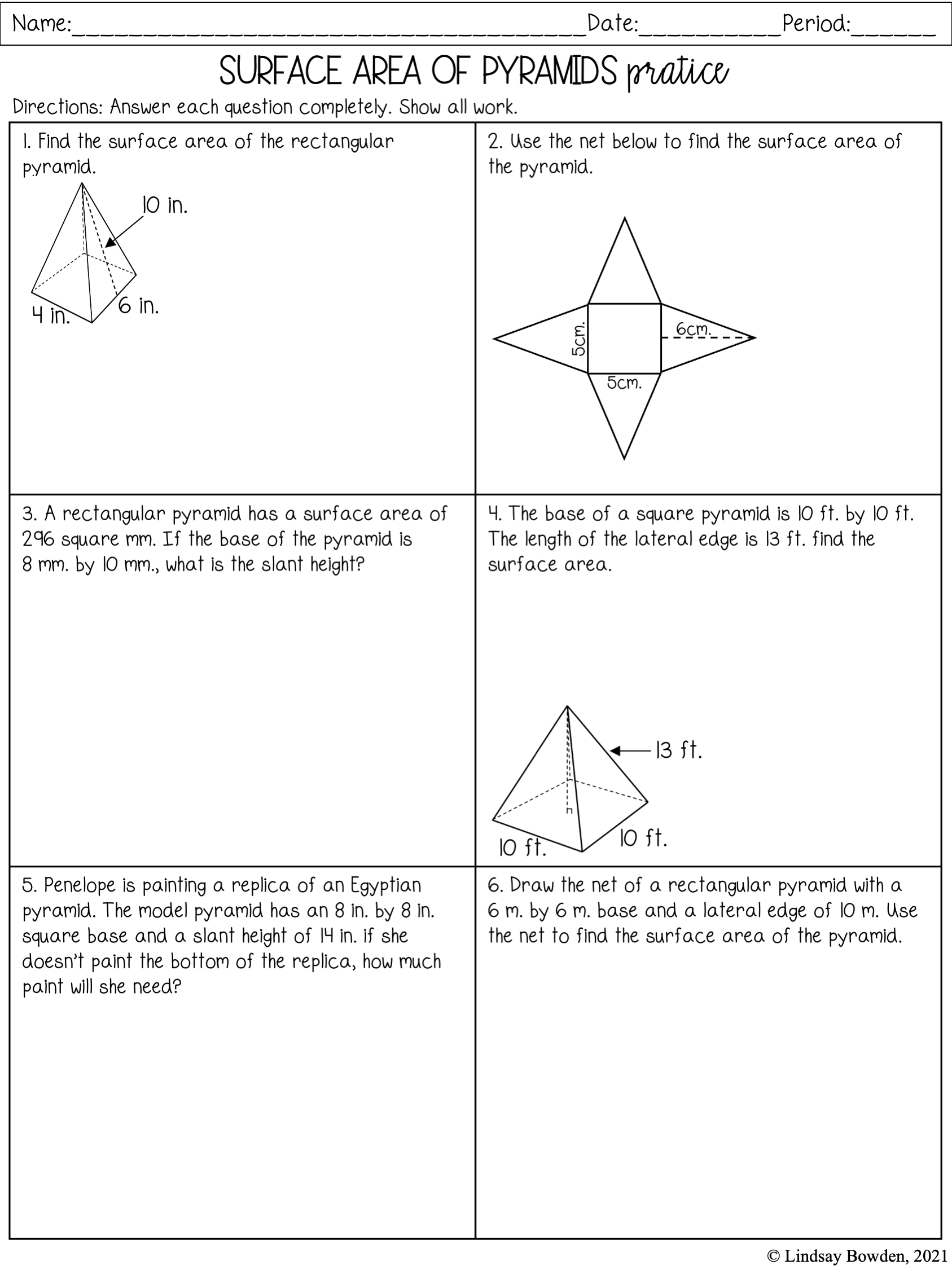 Surface Area Notes Worksheets Lindsay Bowden