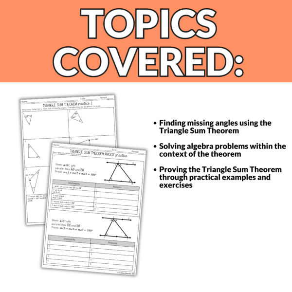 Triangle Sum Theorem Guided Notes and Worksheets for High School Geometry - Image 2