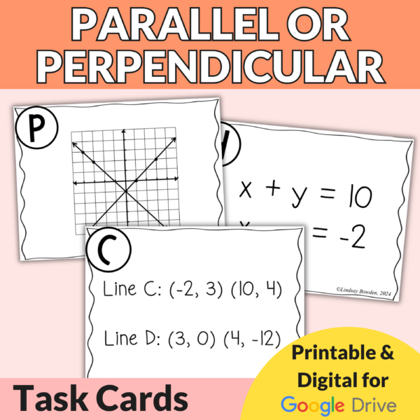 Parallel, Perpendicular, or Neither Task Cards