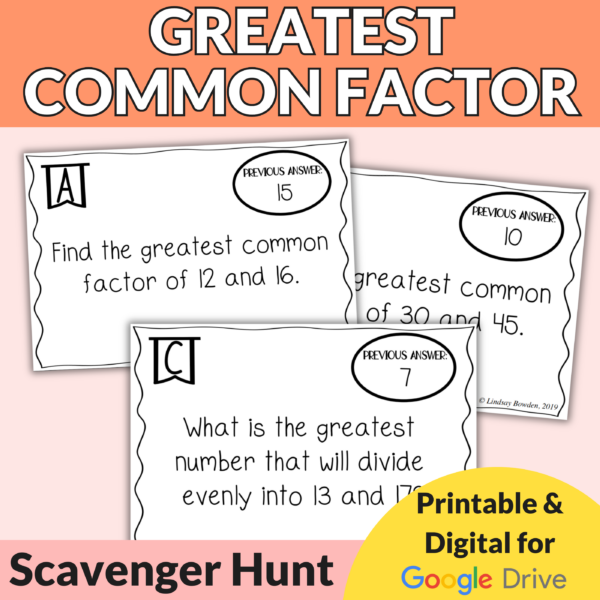 Greatest Common Factor Scavenger Hunt