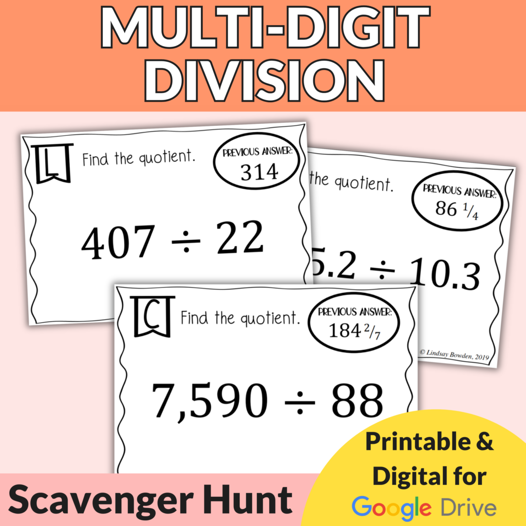 Multi-Digit Division with Decimals Scavenger Hunt