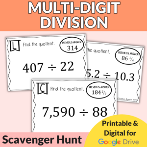 Multi-Digit Division with Decimals Scavenger Hunt