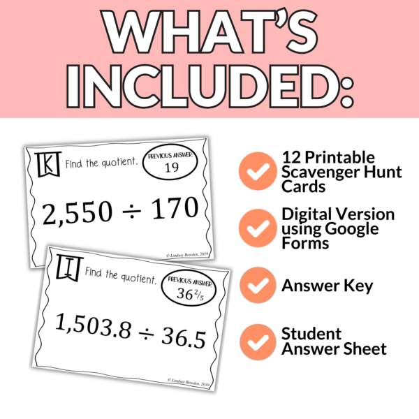 Multi-Digit Division with Decimals Scavenger Hunt - Image 2