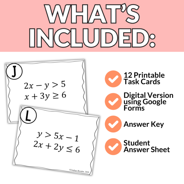 Systems of Linear Inequalities Task Cards