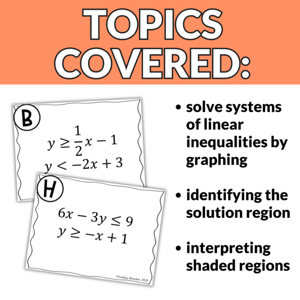 Systems of Linear Inequalities Task Cards - Image 2