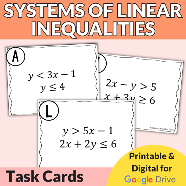 Systems of Linear Inequalities Task Cards