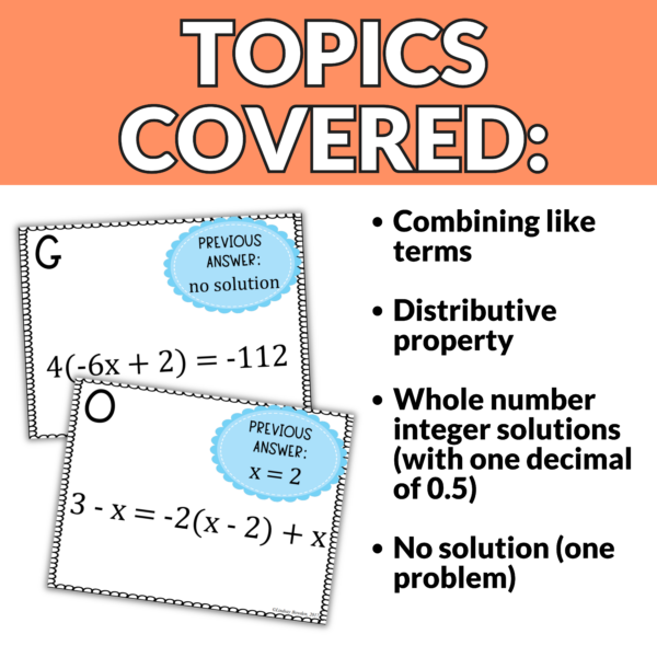 Solving Multi-Step Equations Scavenger Hunt - Image 3