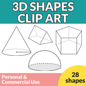 3D Shapes Math Clipart for Personal & Commercial Use