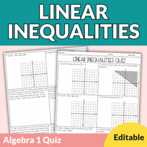 Editable Linear Inequalities Quiz with Answer Key for Algebra