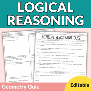 Editable Logical Reasoning Quiz with Answer Key for Geometry