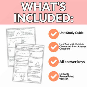 Intro to Geometry Test & Study Guide Editable Assessment for 9th – 11th ...