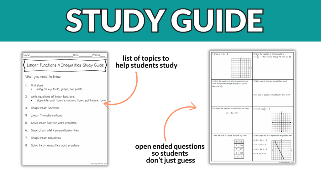 Linear Functions & Inequalities Editable Test & Study Guide for 9th-11th Algebra - Image 6