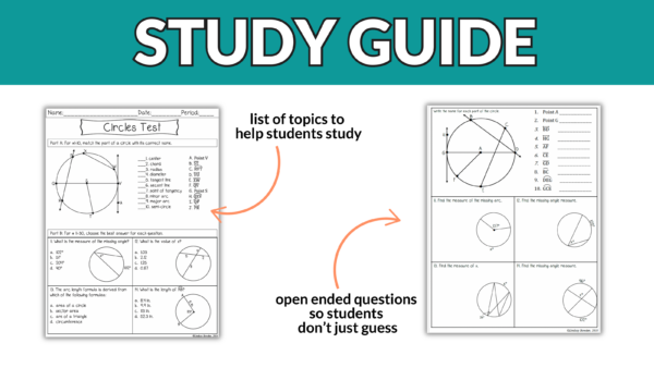 Editable Circles Unit Test with Study Guide for High School Geometry 9th-11th - Image 6