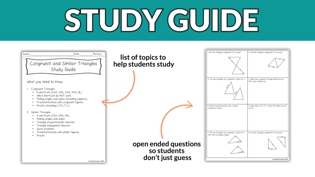 Congruent & Similar Triangles Editable Test & Study Guide for 9th-11th Geometry - Image 6
