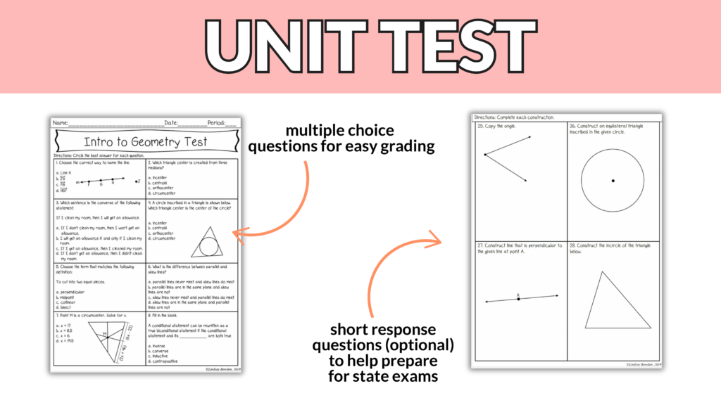 Intro to Geometry Test & Study Guide Editable Assessment for 9th – 11th ...