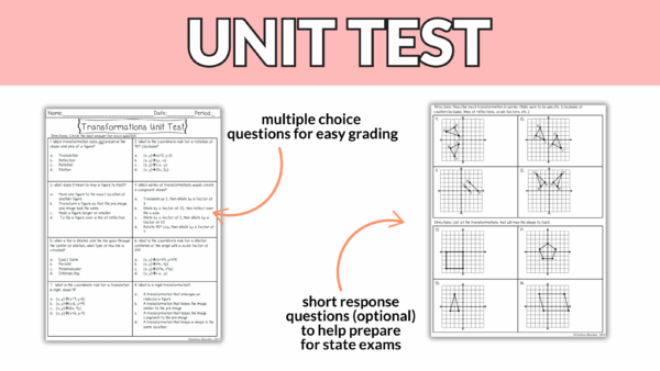 Transformations Editable Test, Answer Key, Study Guide for 9th-11th Geometry - Image 7