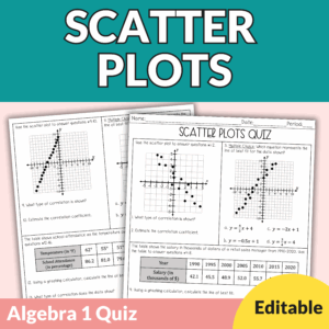 Scatter Plots Quiz Line of Best Fit, Correlation, & Linear Regression Assessment